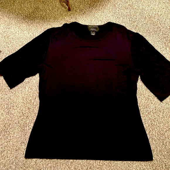 St. John Tops - St. John Black Lace Sleeve Knit Top